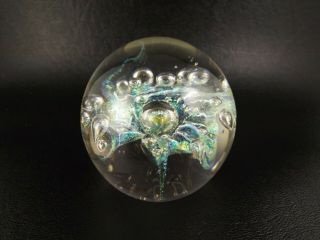 Signed Rs 93 Art Glass Paperweight At&t Telephones Iridescent Umbrella (it B5)