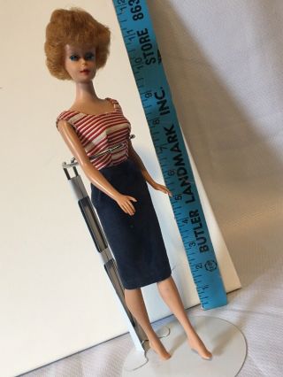 Vintage 1961 Barbie Bubble Cut 11 1/2 " Doll With Cruise Dress Thick Blonde Hair
