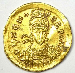 Eastern Roman Zeno Av Solidus Gold Coin 474 - 491 Ad - Vf / Xf Details