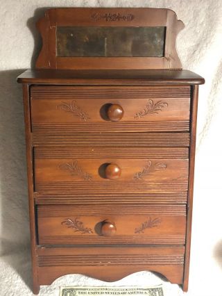 Antique Wooden Doll Dresser Chest Of Drawers Wormwood Drawer Boxes Carved Design