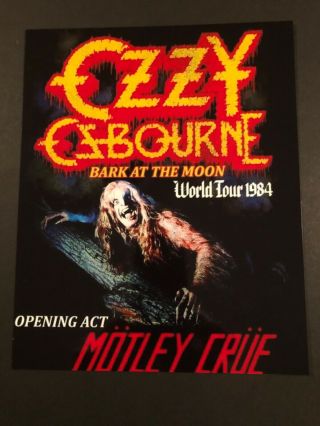 Ozzy Osbourne /motley Crue 1984 Bark At The Moon Tour 8x10 Picture