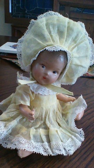 Vintage Vogue Curved Legs Blue - Eyed Jointed Composition Baby Doll Sunshine Baby?
