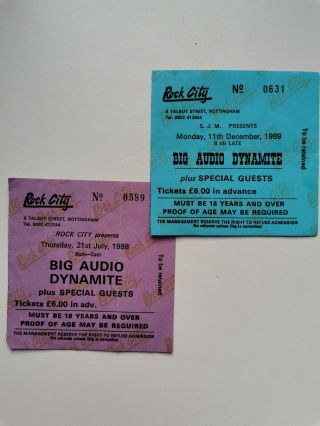 Two Big Audio Dynamite Ticket Stub 1988 & 1989