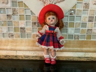 7 1/2” Vogue Red - Haired Ginny Straight Leg Strung Dressed Doll - Played With