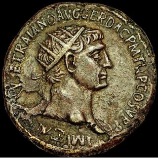 Insane Roman Emperor Trajan Dupondius Large Bronze Coin Very Rare Antique