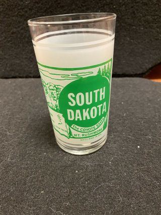 Vintage Frosted Souvenir Glass - South Dakota,  Mount Rushmore Hazel Atlas Green