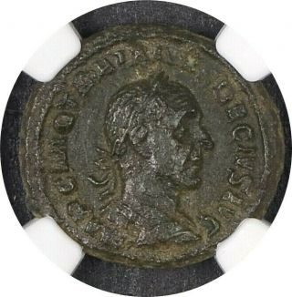 Trajan Decius,  Ngc Au 5/5 2/5 - A.  D.  249 - 251.  Ae As (semis) - 008