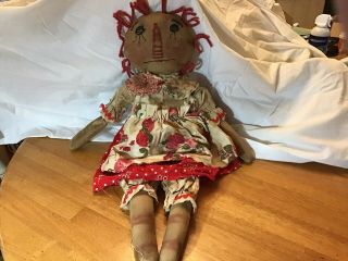 Primitive Handmade Annie Cloth Doll Folk Art 26 In