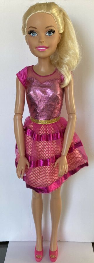 Posable Barbie Blonde 28” Doll Best Fashion Friend 2013 Mattel Pink Outfit