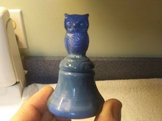 Boyd Blue Red Slag Glass Owl Bell 3