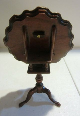 Vintage Dollhouse Miniature Handmade Pie Crust Tilt Top Table Signed