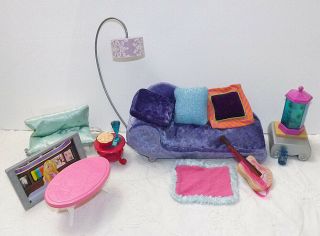 Barbie Doll Fashion Fever Sofa Couch Futon Table Home Living Room Furniture Lamp