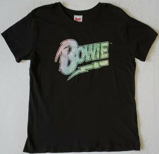 David Bowie Female Size Small Black Relaxed Fit T - Shirt