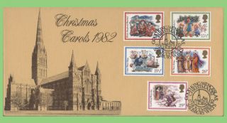 G.  B.  1982 Christmas Set On Salisbury Cathedral First Day Cover,  Salisbury