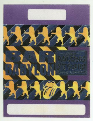Rolling Stones 1997 Bridges To Babylon Tour Rectangle Purple Bar Backstage Pass