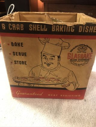 Vintage Glasbake Deviled Crab Baking Shells (6)