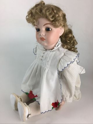 Vintage Full Body Bisque Porcelain Doll - Girl In Dress - 26 "