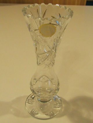 Violetta Poland Crystal 24 Lead Hand Cut Glass Flower Bouquet Vase 8 "