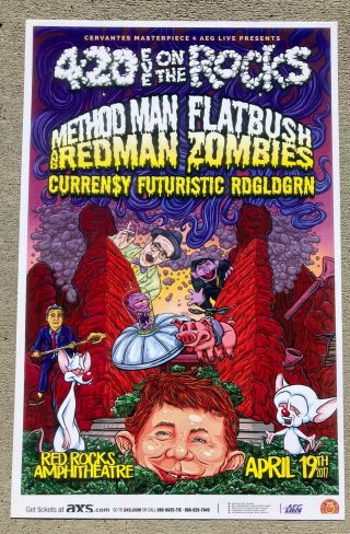 4:20 Method Man & Redman Flatbush Zombies Red Rocks 11x17 Promo Poster