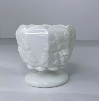 Vintage Westmoreland White Milk Glass Paneled Grape Sugar Bowl Spooner Vase