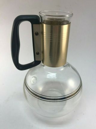 Vintage Rare Mcm Pyrex/silex Glass Coffee Pot Carafe Pitcher W Gold Trim 8 Cup