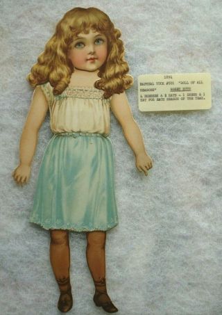 Antique Raphael Tuck Doll Of All Seasons Rosey Ruth Paper Dolls 4 Outfits 1894