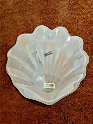 Opaque Mother - Of - Pearl Glass Sea Shell Clam Shell Trinket Candy Dessert Dish