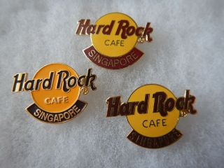 Hard Rock Cafe Singapore Rare Set Of 3 Different Logo Pins