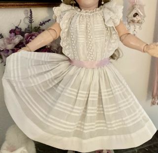 Antique Embroidered White Cotton Lace Dress For 30 ",  Jumeau,  Bru Or German Doll