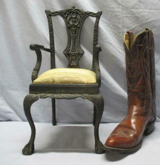 Cast Iron Miniature Toy Doll 18 " Chippendale Claw Foot Chair