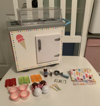 American Girl Truly Me Ice Cream Cart Set W/most Accessories Retired Euc