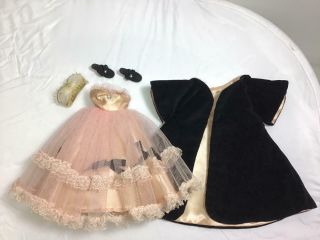 Vintage Arranbee Coty Girl Doll Outfit - Black Velvet Coat & Pink Gown (bag 306)