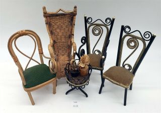 Lmas Vintage Doll House Furniture - Wicker Chairs,