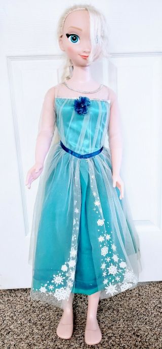 Disney Elsa Frozen My Size Doll 38 “ Princess Version No Shoes Euc