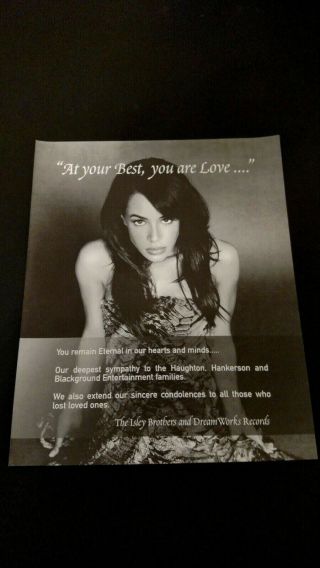 Aaliyah Haughton " At Your Best,  You Are Love.  " Rare Print Promo Poster