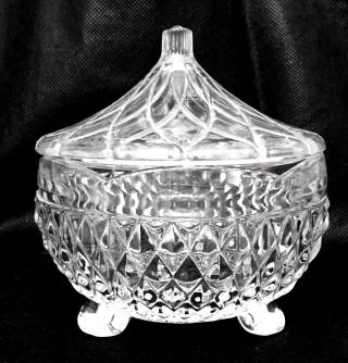 Vintage Clear Cut Glass Sugar Bowl With Lid Or Candy Dish