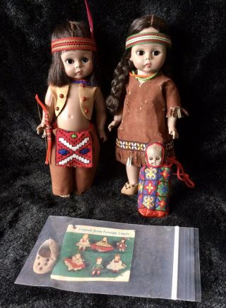 Rare Madame Alexander Hiawatha & Pocahontas Dolls 1967 See Details Below