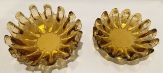 2 Vintage Amber Glass Nesting/stacking Ashtray/ Or Trinket Dish/bowl Mid Century