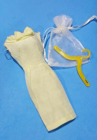 Vintage Barbie " Silk Sheath " Pac Pale Yellow Silk Slim Fitted Dress,  Htf Minty