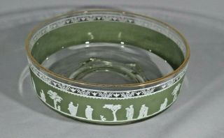 Vintage Jeanette Wedgewood Green Jasperware Large 9 inch Serving Bowl 2