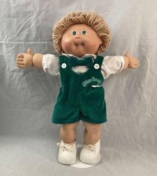 Vintage 1985 Cabbage Patch Doll Boy Wheat Hair Green Eyes With Tooth Dimples