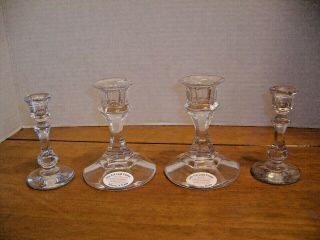 Set Of Four 24 Full Lead Crystal Glass Candlestick Candle Holders Latrobe