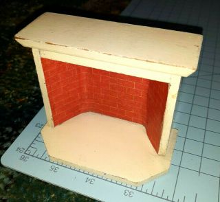 Old Vintage Painted Wooden Dollhouse Fireplace 3/4 " Scale Strombecker