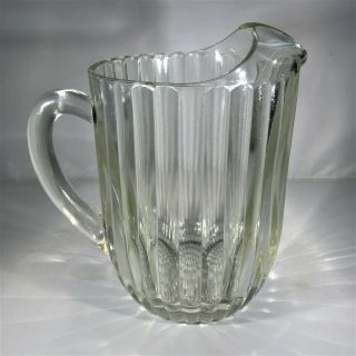 Euc 64oz Depression Clear Glass Ice Lip Pitcher W Handle By Jeannette National