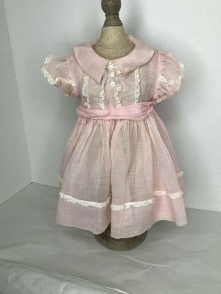 Vintage Madame Alexander Pink Organdy Doll Dress Tagged