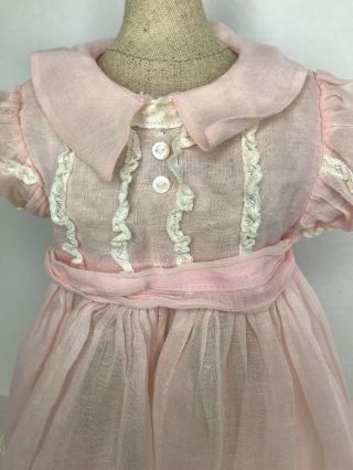 Vintage Madame Alexander Pink Organdy Doll Dress Tagged 2