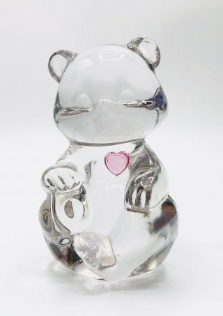Fenton October Bear Figurine Art Glass (pink Heart) Birthstone Month Rose Zircon