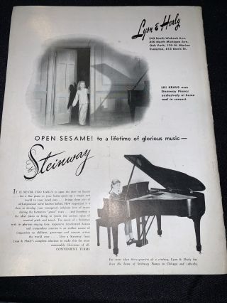 December 1949 Lili Kraus Program Chicago Orchestra Hall Piano Series Allied Arts
