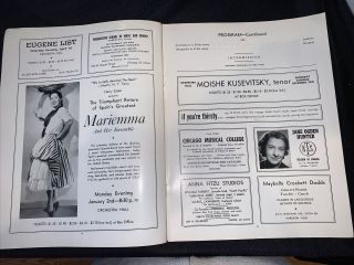 December 1949 LILI KRAUS Program CHICAGO ORCHESTRA HALL Piano Series ALLIED ARTS 3