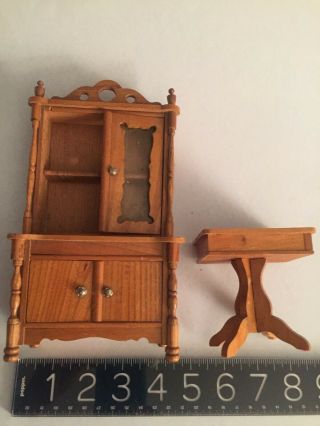 Rare Antique/vintage Doll House Gebruder Schneegas Table/cupboard With Missing P
